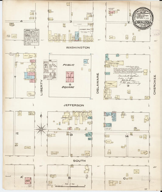 Sanborn Fire Insurance Map from Oskaloosa, Jefferson County, Kansas (1885), Sheet #0001 - Historic Sanborn Fire Insurance Map Print, vintage old map wall art, antique decor, genealogy gift, Kansas Kansas map