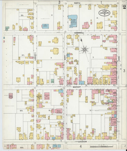 Sanborn Fire Insurance Map from Leesburg, Loudoun County, Virginia (1899), Sheet #0002 - Complete Map Set gallery image, historic Sanborn map, vintage wall art, Virginia Virginia
