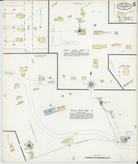 Sanborn Fire Insurance Map from Rockland, Ontonagon County, Michigan (1902), Sheet #0003 - Historic Sanborn Fire Insurance Map Print, vintage old map wall art, antique decor, genealogy gift, Michigan Michigan map