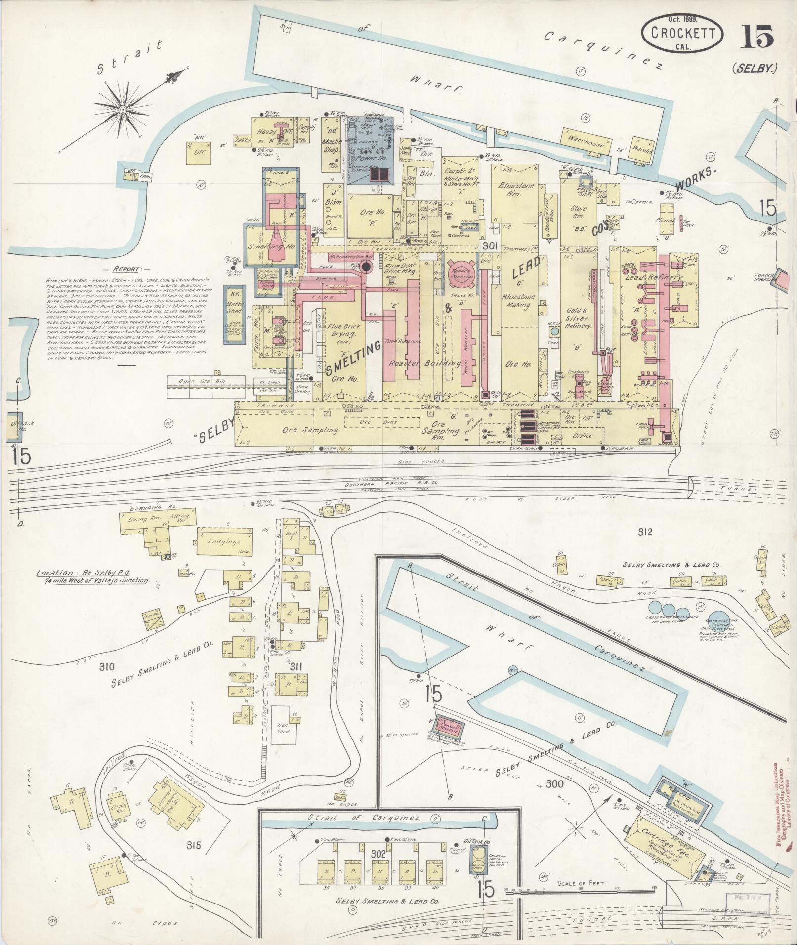 Sanborn Fire Insurance Map from Crockett, Contra Costa County, California (1899), Sheet #0015 - Historic Sanborn Fire Insurance Map Print, vintage old map wall art, antique decor, genealogy gift, California California map