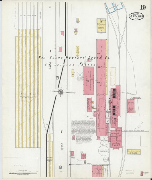Sanborn Fire Insurance Map from Fort Collins, Larimer County, Colorado (1917), Sheet #0019 - Historic Sanborn Fire Insurance Map Print, vintage old map wall art, antique decor, genealogy gift, Colorado Colorado map