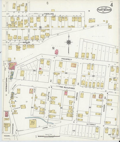 Sanborn Fire Insurance Map from Point Marion, Fayette County, Pennsylvania (1921), Sheet #0004 - Historic Sanborn Fire Insurance Map Print, vintage old map wall art, antique decor, genealogy gift, Pennsylvania Pennsylvania map