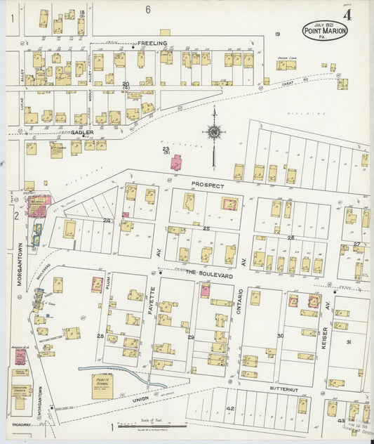 Sanborn Fire Insurance Map from Point Marion, Fayette County, Pennsylvania (1921), Sheet #0004 - Historic Sanborn Fire Insurance Map Print, vintage old map wall art, antique decor, genealogy gift, Pennsylvania Pennsylvania map
