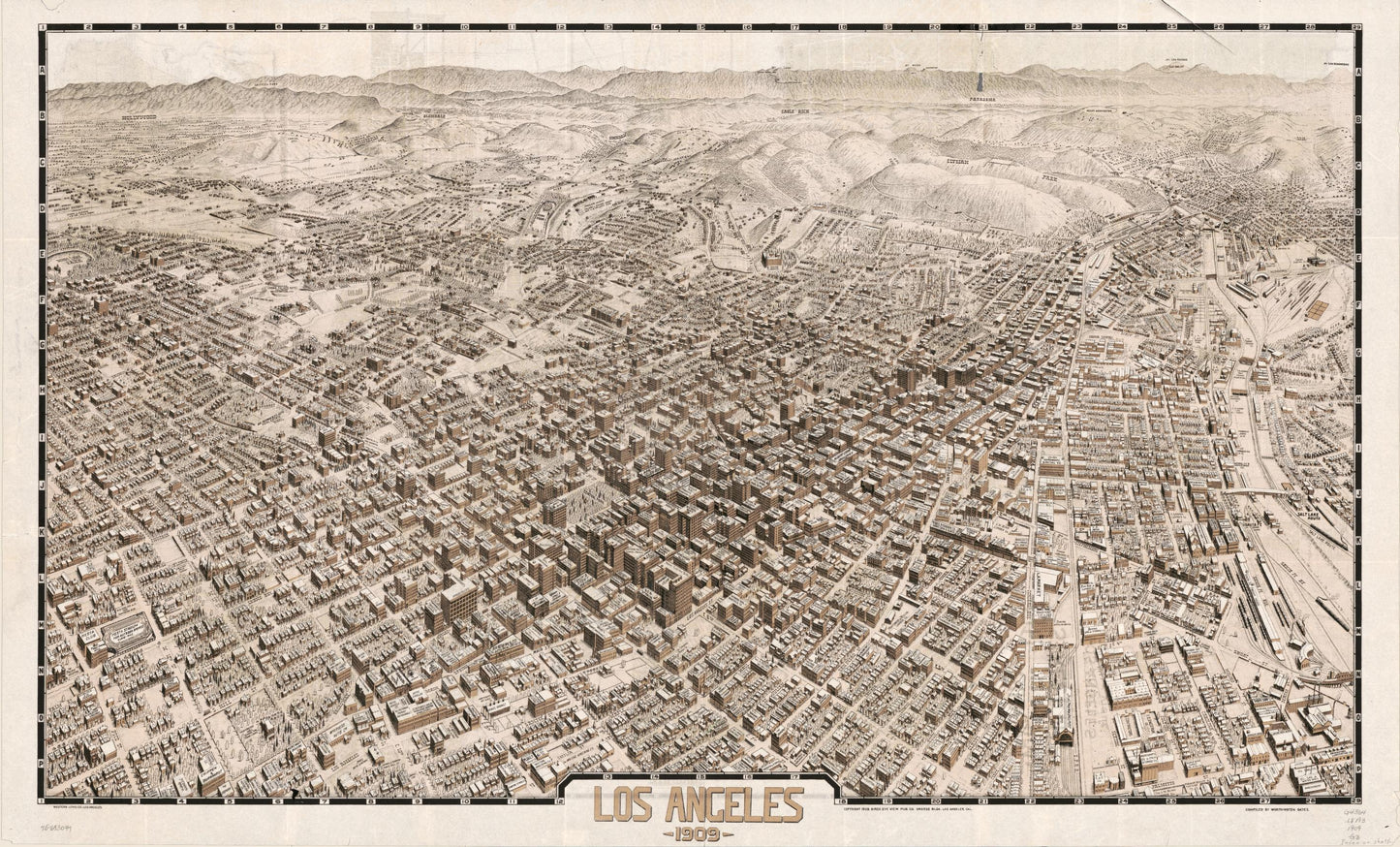 Los Angeles 1909. (1909) – Historic Bird’s-Eye View Panorama Print