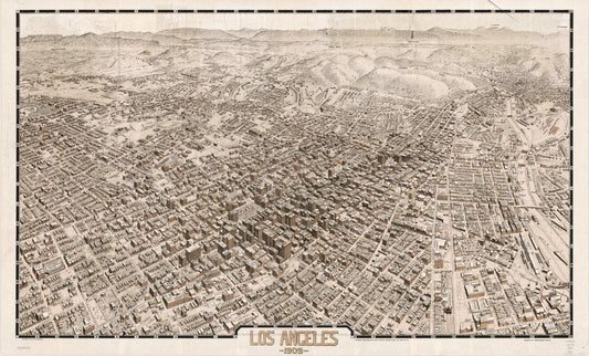 Los Angeles 1909. (1909) – Historic Bird’s-Eye View Panorama Print