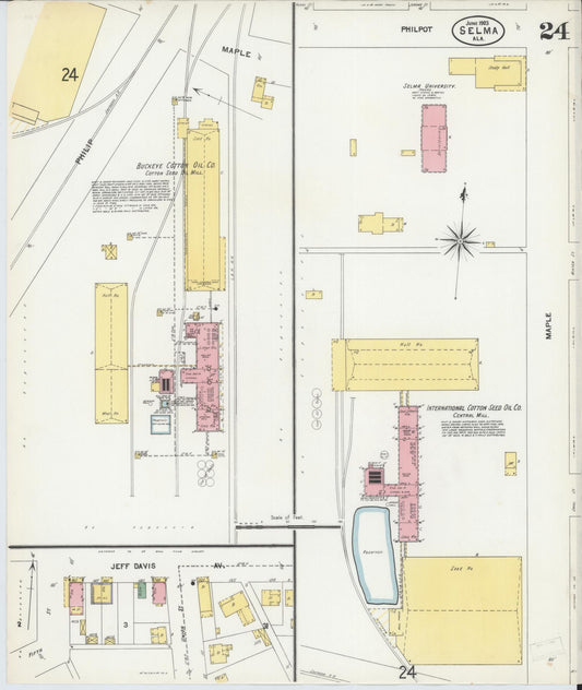 Sanborn Fire Insurance Map from Selma, Dallas County, Alabama (1903), Sheet #0024 - Historic Sanborn Fire Insurance Map Print, vintage old map wall art, antique decor, genealogy gift, Alabama Alabama map