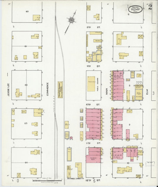 Sanborn Fire Insurance Map from Kemp, Kaufman County, Texas (1921), Sheet #0002 - Historic Sanborn Fire Insurance Map Print, vintage old map wall art, antique decor, genealogy gift, Texas Texas map