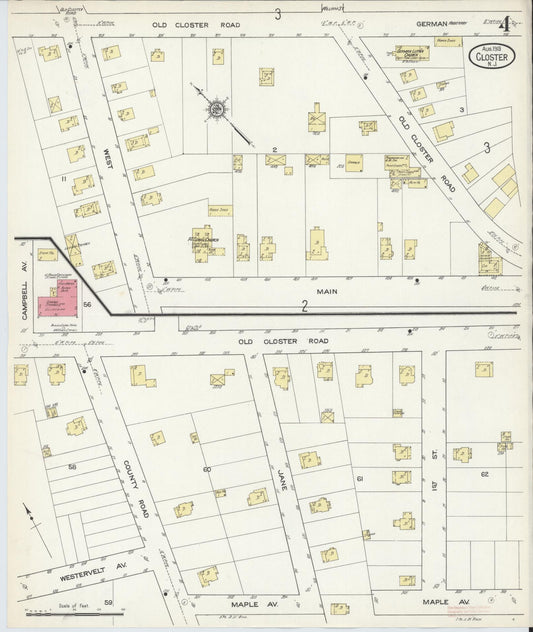 Sanborn Fire Insurance Map from Closter, Bergen County, New Jersey (1913), Sheet #0004 - Historic Sanborn Fire Insurance Map Print, vintage old map wall art, antique decor, genealogy gift, New Jersey New Jersey map