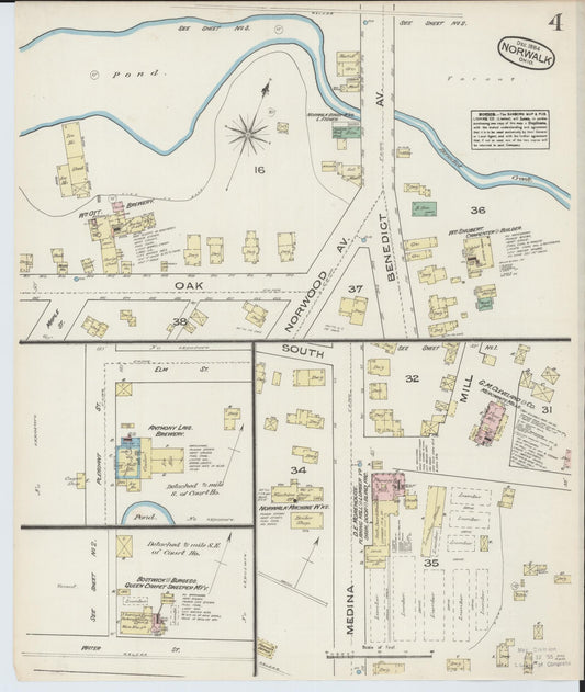 Sanborn Fire Insurance Map from Norwalk, Huron County, Ohio (1884), Sheet #0004 - Historic Sanborn Fire Insurance Map Print, vintage old map wall art, antique decor, genealogy gift, Ohio Ohio map