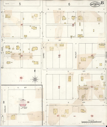 Sanborn Fire Insurance Map from Waitsburg, Walla Walla County, Washington (1933), Sheet #0008 - Complete Map Set gallery image, historic Sanborn map, vintage wall art, Washington Washington