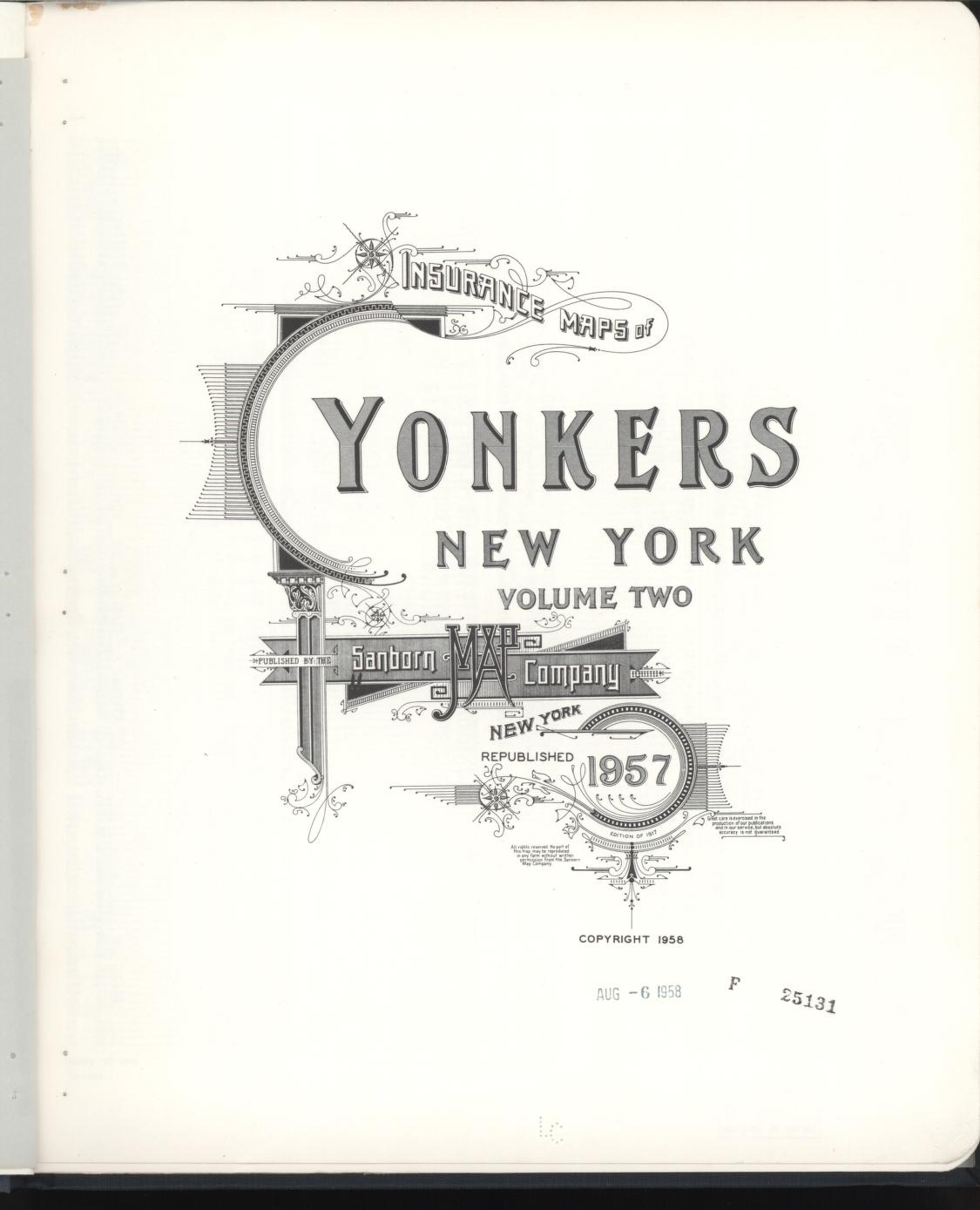 Sanborn Fire Insurance Map from Yonkers, Westchester County, New York (1957), Sheet #0001 - Historic Sanborn Fire Insurance Map Print, vintage old map wall art, antique decor, genealogy gift, New York New York map