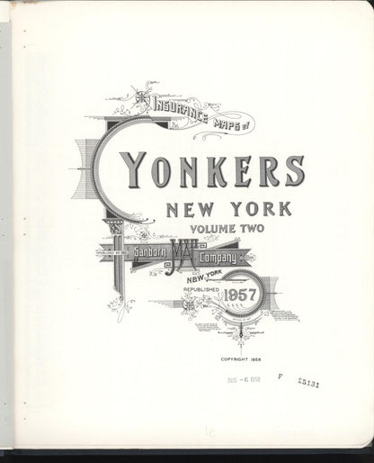 Sanborn Fire Insurance Map from Yonkers, Westchester County, New York (1957), Sheet #0001 - Historic Sanborn Fire Insurance Map Print, vintage old map wall art, antique decor, genealogy gift, New York New York map