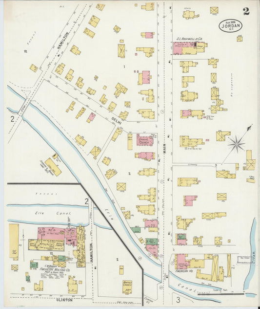 Sanborn Fire Insurance Map from Jordan, Onondaga County, New York (1898), Sheet #0002 - Historic Sanborn Fire Insurance Map Print, vintage old map wall art, antique decor, genealogy gift, New York New York map