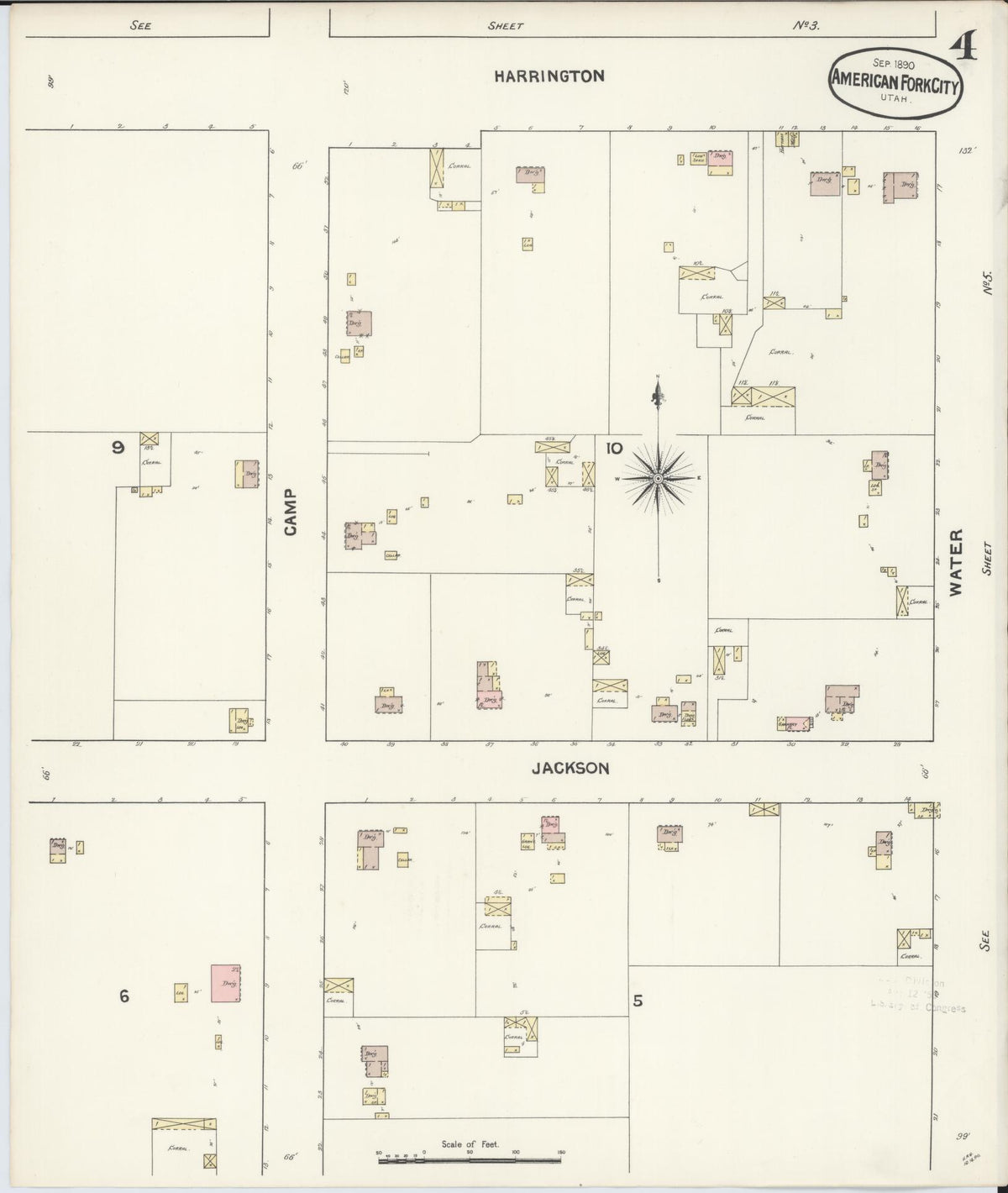 Sanborn Fire Insurance Map from American Fork, Utah County, Utah (1890), Sheet #0004 - Complete Map Set gallery image, historic Sanborn map, vintage wall art, American Fork Utah