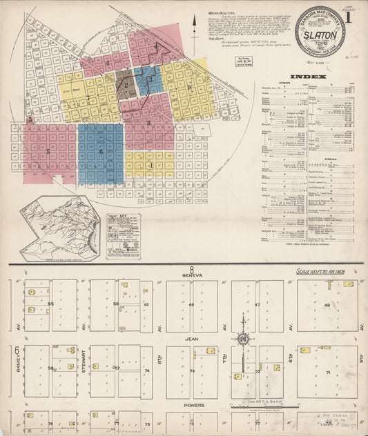 Sanborn Fire Insurance Map from Slaton, Lubbock County, Texas (1922), Sheet #0001 - Complete Map Set gallery image, historic Sanborn map, vintage wall art, Texas Texas