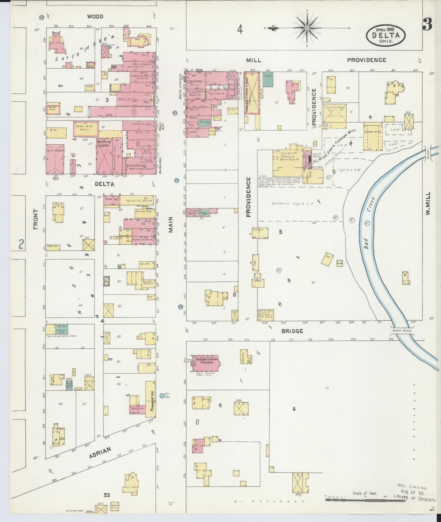 Sanborn Fire Insurance Map from Delta, Fulton County, Ohio (1905), Sheet #0003 - Complete Map Set gallery image, historic Sanborn map, vintage wall art, Ohio Ohio