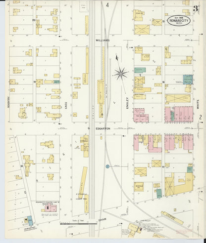 Sanborn Fire Insurance Map from Howard City, Montcalm County, Michigan (1908), Sheet #0003 - Complete Map Set gallery image, historic Sanborn map, vintage wall art, Michigan Michigan