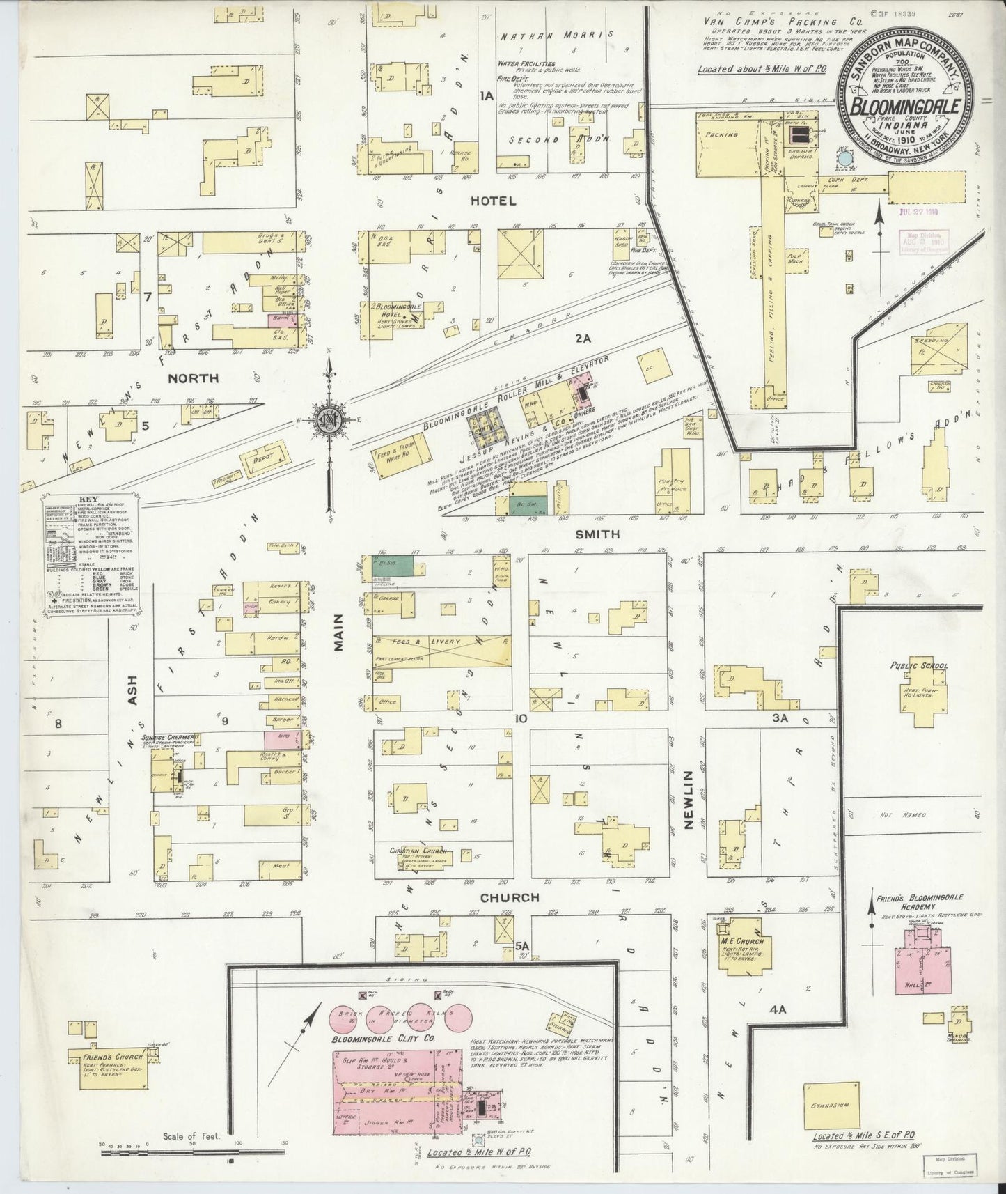 Sanborn Fire Insurance Map from Bloomingdale, Parke County, Indiana. (1910) – Historic Sanborn Fire Insurance Map Print