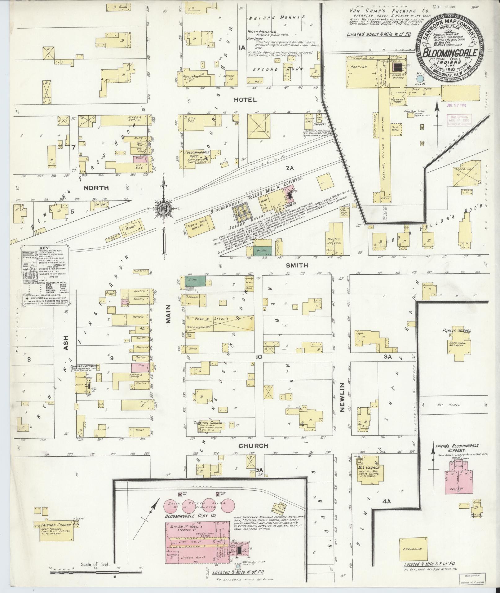 Sanborn Fire Insurance Map from Bloomingdale, Parke County, Indiana. (1910) – Historic Sanborn Fire Insurance Map Print