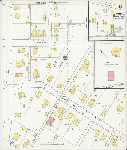Sanborn Fire Insurance Map from Malvern, Hot Springs County, Arkansas (1920), Sheet #0006 - Historic Sanborn Fire Insurance Map Print, vintage old map wall art, antique decor, genealogy gift, Arkansas Arkansas map