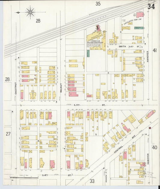 Sanborn Fire Insurance Map from Hamilton, Butler County, Ohio (1899), Sheet #0034 - Historic Sanborn Fire Insurance Map Print, vintage old map wall art, antique decor, genealogy gift, Ohio Ohio map