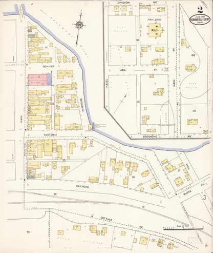 Sanborn Fire Insurance Map from Bonners Ferry, Boundary County, Idaho (1910), Sheet #0002 - Complete Map Set gallery image, historic Sanborn map, vintage wall art, Idaho Idaho
