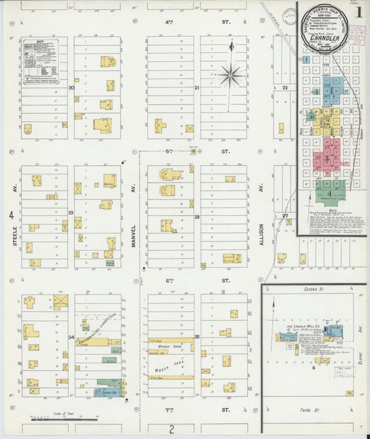 Sanborn Fire Insurance Map from Chandler, Lincoln County, Oklahoma. (1901) – Historic Sanborn Fire Insurance Map Print