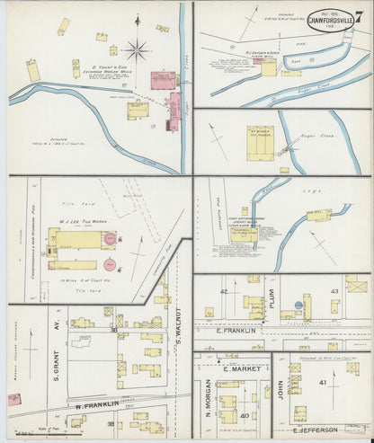 Sanborn Fire Insurance Map from Crawfordsville, Montgomery County, Indiana (1887), Sheet #0007 - Complete Map Set gallery image, historic Sanborn map, vintage wall art, Indiana Indiana