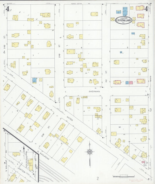 Sanborn Fire Insurance Map from Crystal Lake, McHenry County, Illinois (1929), Sheet #0004 - Historic Sanborn Fire Insurance Map Print, vintage old map wall art, antique decor, genealogy gift, Illinois Illinois map