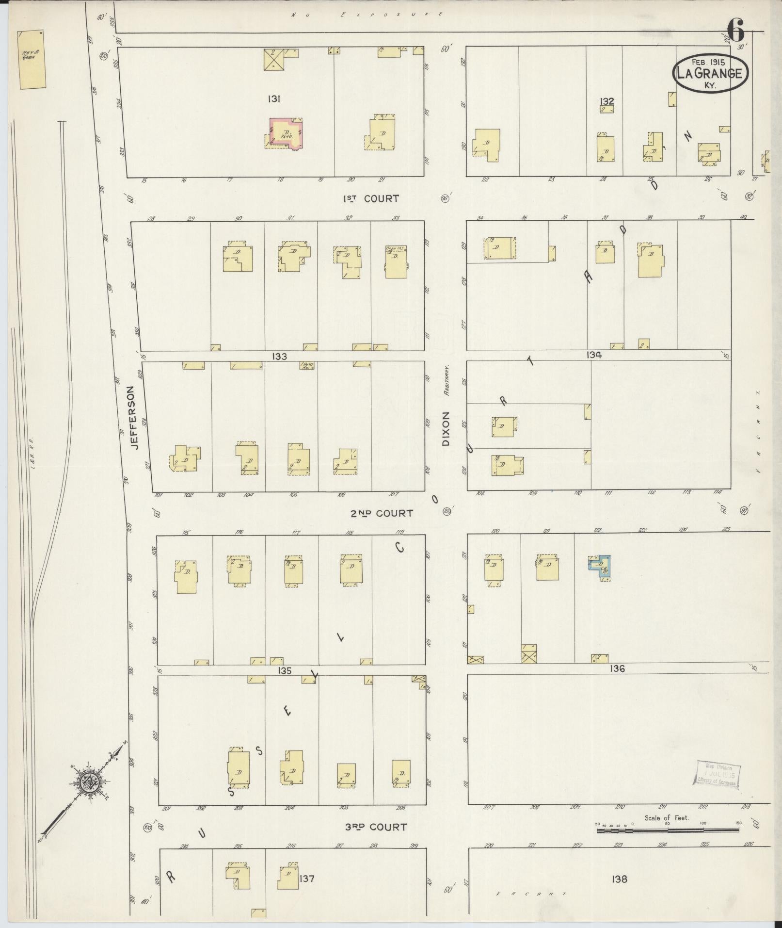 Sanborn Fire Insurance Map from La Grange, Oldham County, Kentucky (1915), Sheet #0006 - Complete Map Set gallery image, historic Sanborn map, vintage wall art, Kentucky Kentucky