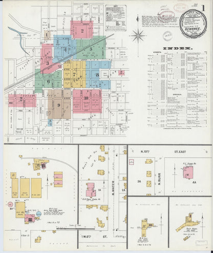 Sanborn Fire Insurance Map from Kewanee, Henry County, Illinois (1899), Sheet #0001 - Complete Map Set gallery image, historic Sanborn map, vintage wall art, Illinois Illinois