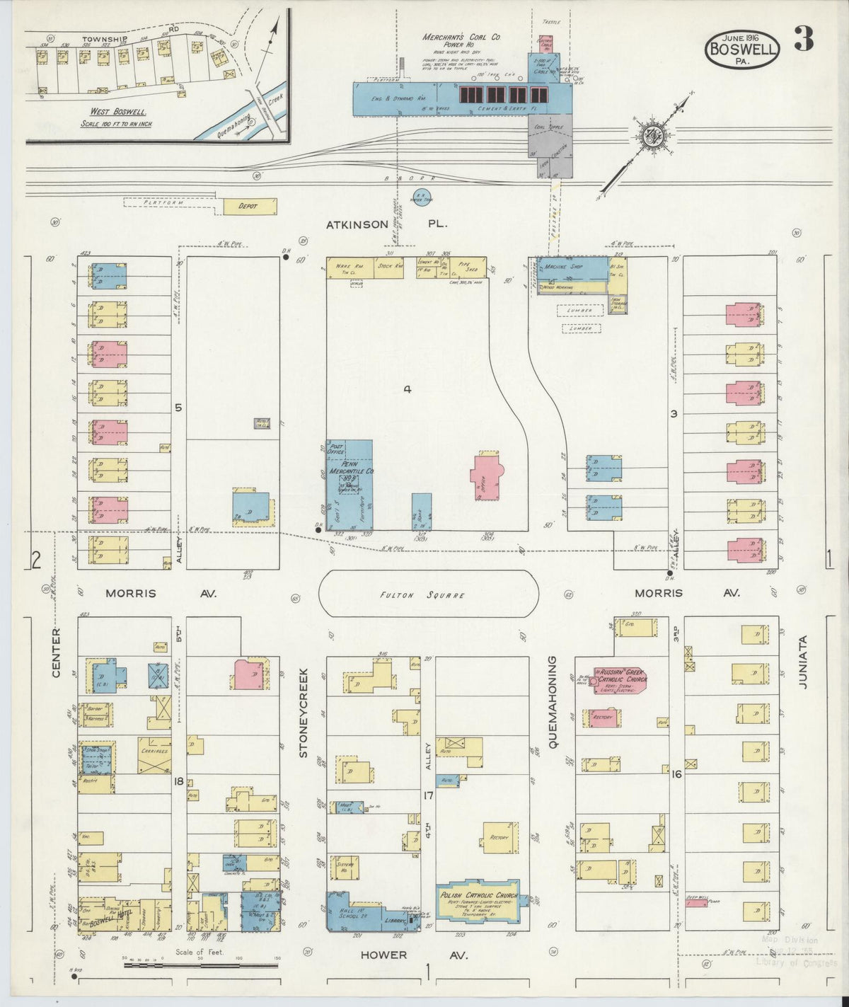 Sanborn Fire Insurance Map from Boswell, Somerset County, Pennsylvania (1916), Sheet #0003 - Complete Map Set gallery image, historic Sanborn map, vintage wall art, Pennsylvania Pennsylvania