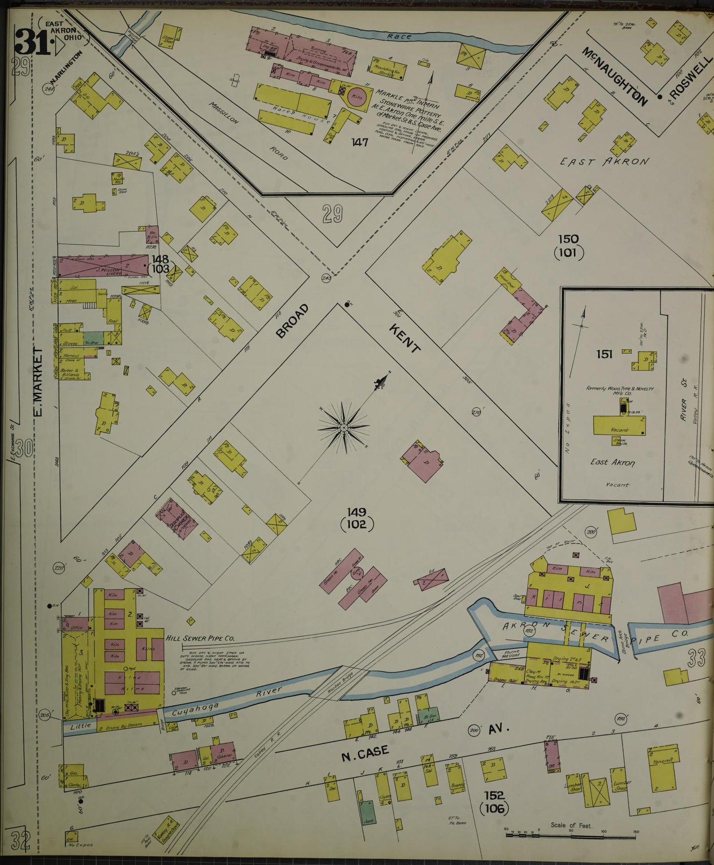 Sanborn Fire Insurance Map from Akron, Summit County, Ohio (1892), Sheet #0031 - Complete Map Set gallery image, historic Sanborn map, vintage wall art, Ohio Ohio