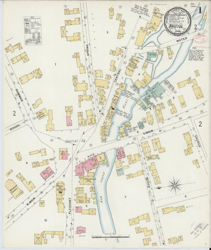 Sanborn Fire Insurance Map from Bristol, Grafton County, New Hampshire (1897), Sheet #0001 - Complete Map Set gallery image, historic Sanborn map, vintage wall art, New Hampshire New Hampshire
