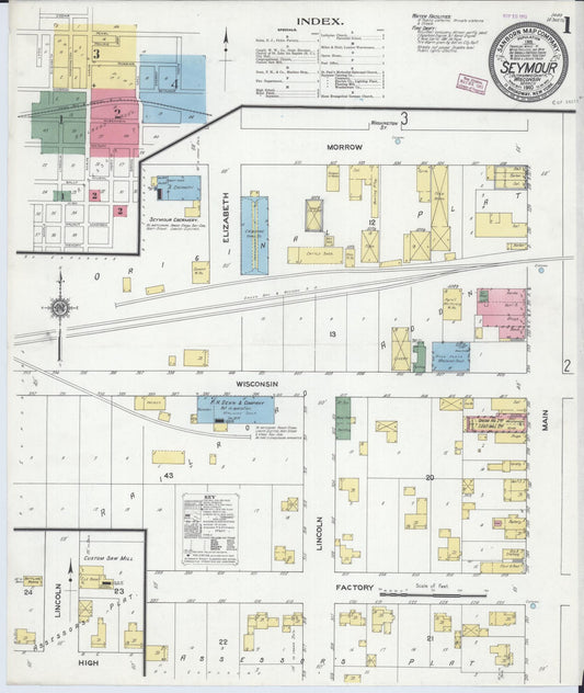 Sanborn Fire Insurance Map from Seymour, Outagamie County, Wisconsin (1910), Sheet #0001 - Complete Map Set gallery image, historic Sanborn map, vintage wall art, Wisconsin Wisconsin