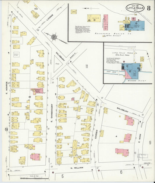 Sanborn Fire Insurance Map from Little Falls, Herkimer County, New York (1911), Sheet #0008 - Historic Sanborn Fire Insurance Map Print, vintage old map wall art, antique decor, genealogy gift, New York New York map