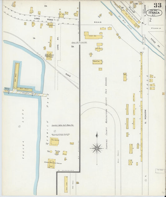 Sanborn Fire Insurance Map from Ithaca, Tompkins County, New York (1904), Sheet #0033 - Historic Sanborn Fire Insurance Map Print, vintage old map wall art, antique decor, genealogy gift, New York New York map