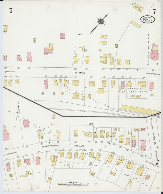 Sanborn Fire Insurance Map from Ionia, Ionia County, Michigan (1924), Sheet #0007 - Historic Sanborn Fire Insurance Map Print, vintage old map wall art, antique decor, genealogy gift, Michigan Michigan map