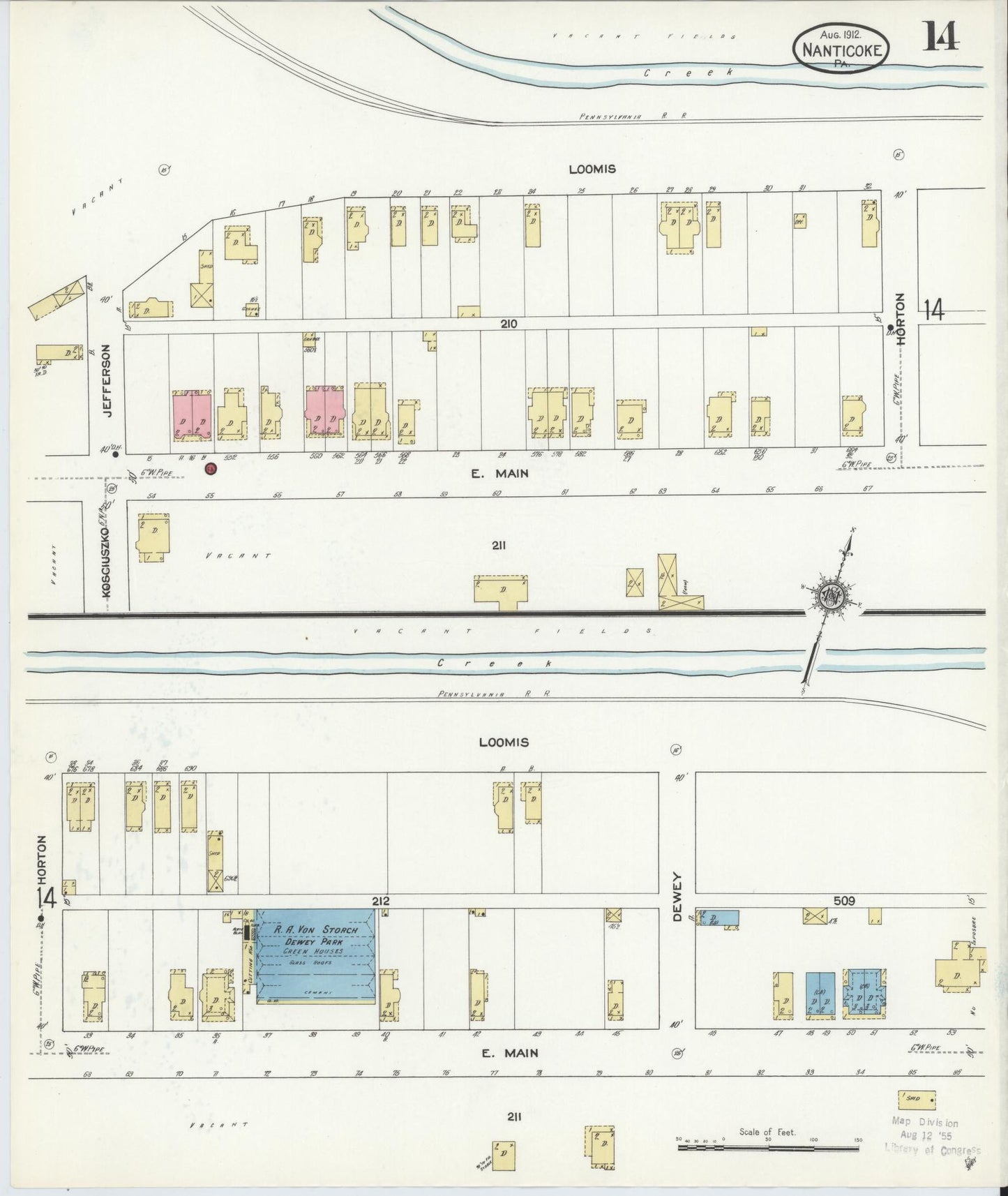 Sanborn Fire Insurance Map from Nanticoke, Luzerne County, Pennsylvania (1912), Sheet #0014 - Complete Map Set gallery image, historic Sanborn map, vintage wall art, Pennsylvania Pennsylvania