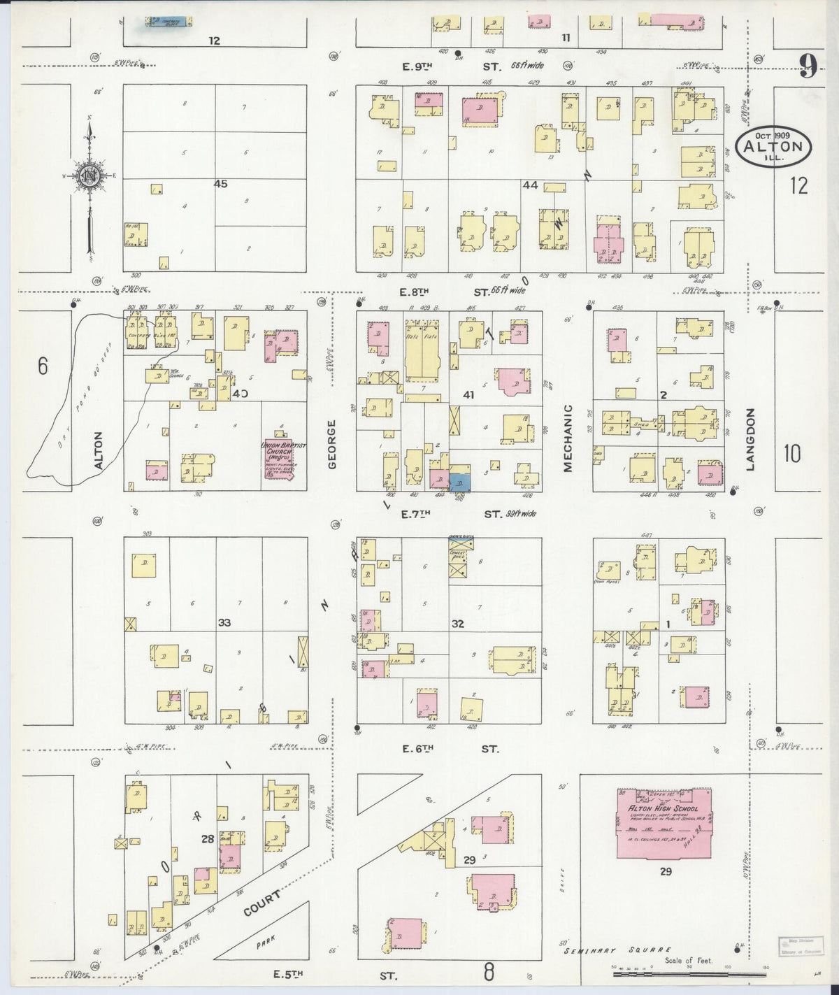 Sanborn Fire Insurance Map from Alton, Madison County, Illinois (1909), Sheet #0009 - Complete Map Set gallery image, historic Sanborn map, vintage wall art, Illinois Illinois