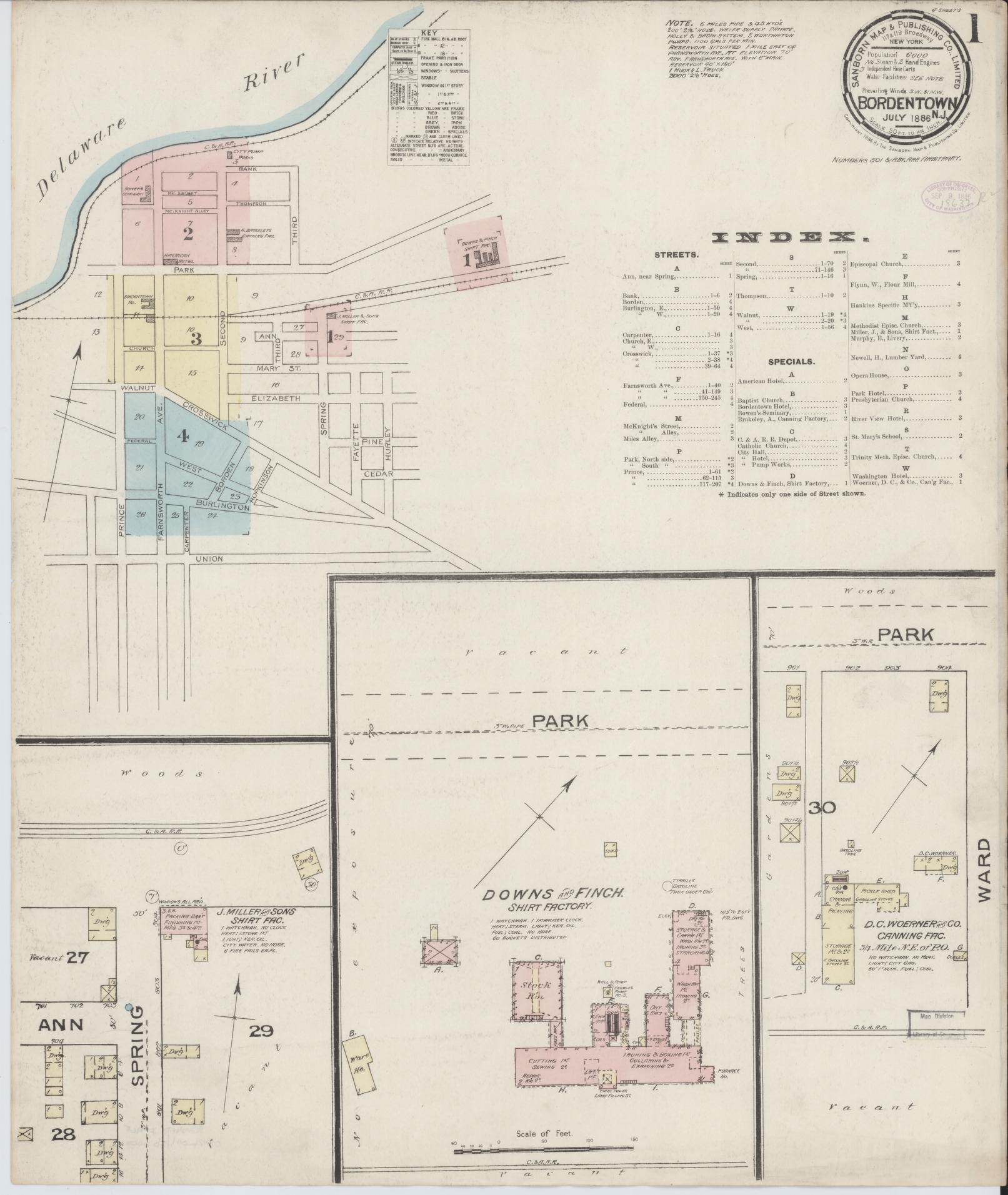 Sanborn Fire Insurance Map from Bordentown, Burlington County, New Jersey. (1886) – Historic Sanborn Fire Insurance Map Print