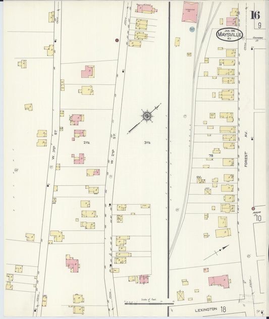 Sanborn Fire Insurance Map from Maysville, Mason County, Kentucky (1914), Sheet #0016 - Historic Sanborn Fire Insurance Map Print, vintage old map wall art, antique decor, genealogy gift, Kentucky Kentucky map