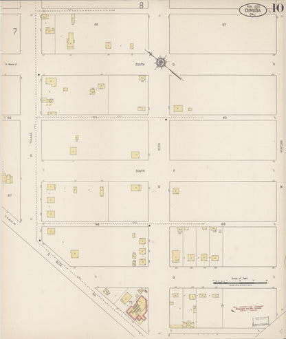 Sanborn Fire Insurance Map from Dinuba, Tulare County, California (1920), Sheet #0010 - Complete Map Set gallery image, historic Sanborn map, vintage wall art, California California