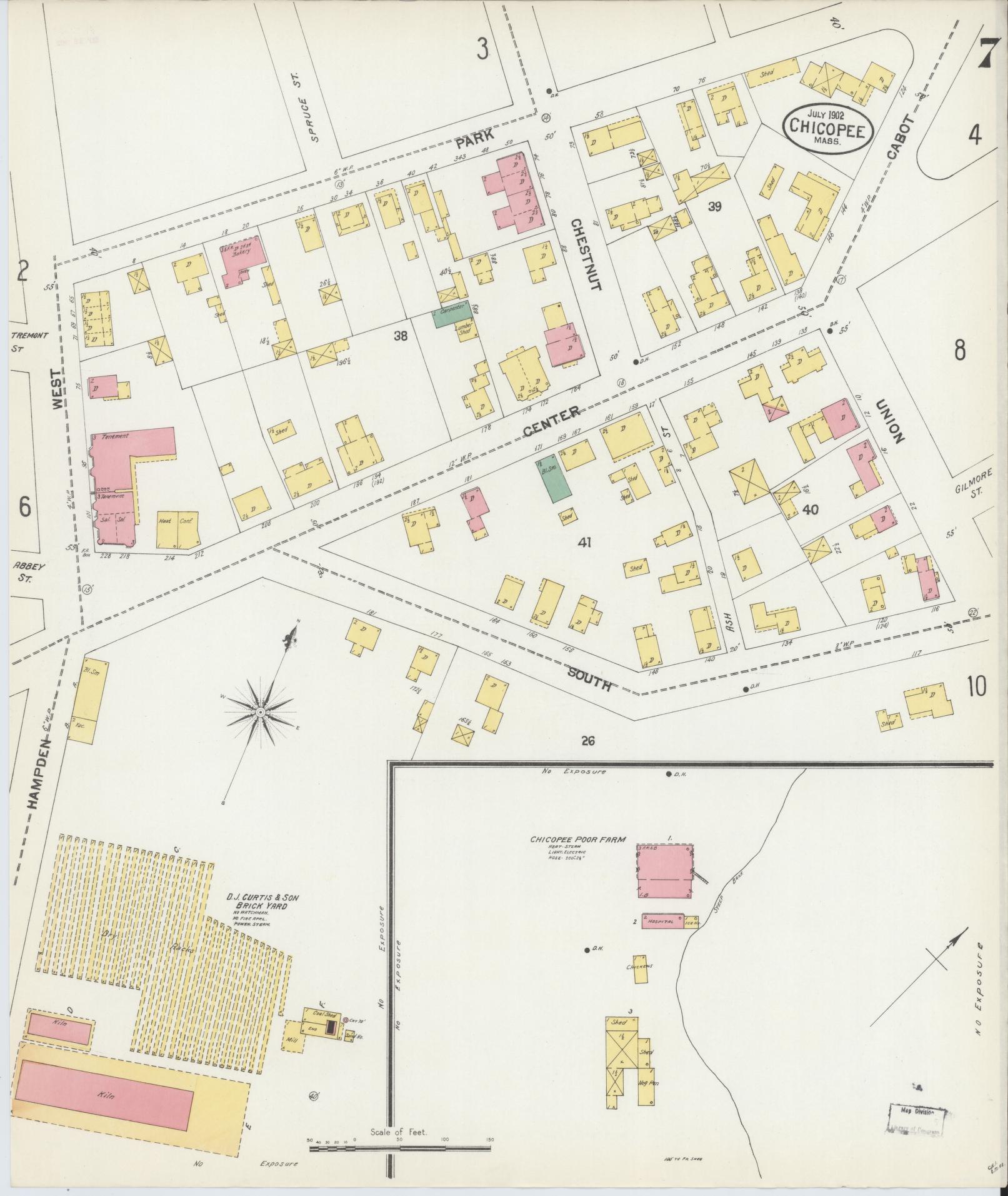 Sanborn Fire Insurance Map from Chicopee, Hampden County, Massachusetts (1902), Sheet #0007 - Complete Map Set gallery image, historic Sanborn map, vintage wall art, Massachusetts Massachusetts