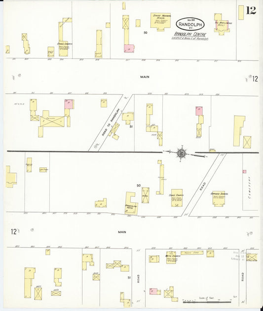 Sanborn Fire Insurance Map from Randolph, Orange County, Vermont (1910), Sheet #0012 - Historic Sanborn Fire Insurance Map Print, vintage old map wall art, antique decor, genealogy gift, Vermont Vermont map