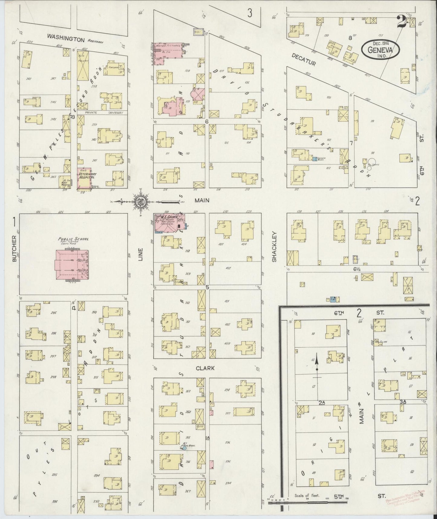 Sanborn Fire Insurance Map from Geneva, Adams County, Indiana (1914), Sheet #0002 - Complete Map Set gallery image, historic Sanborn map, vintage wall art, Indiana Indiana