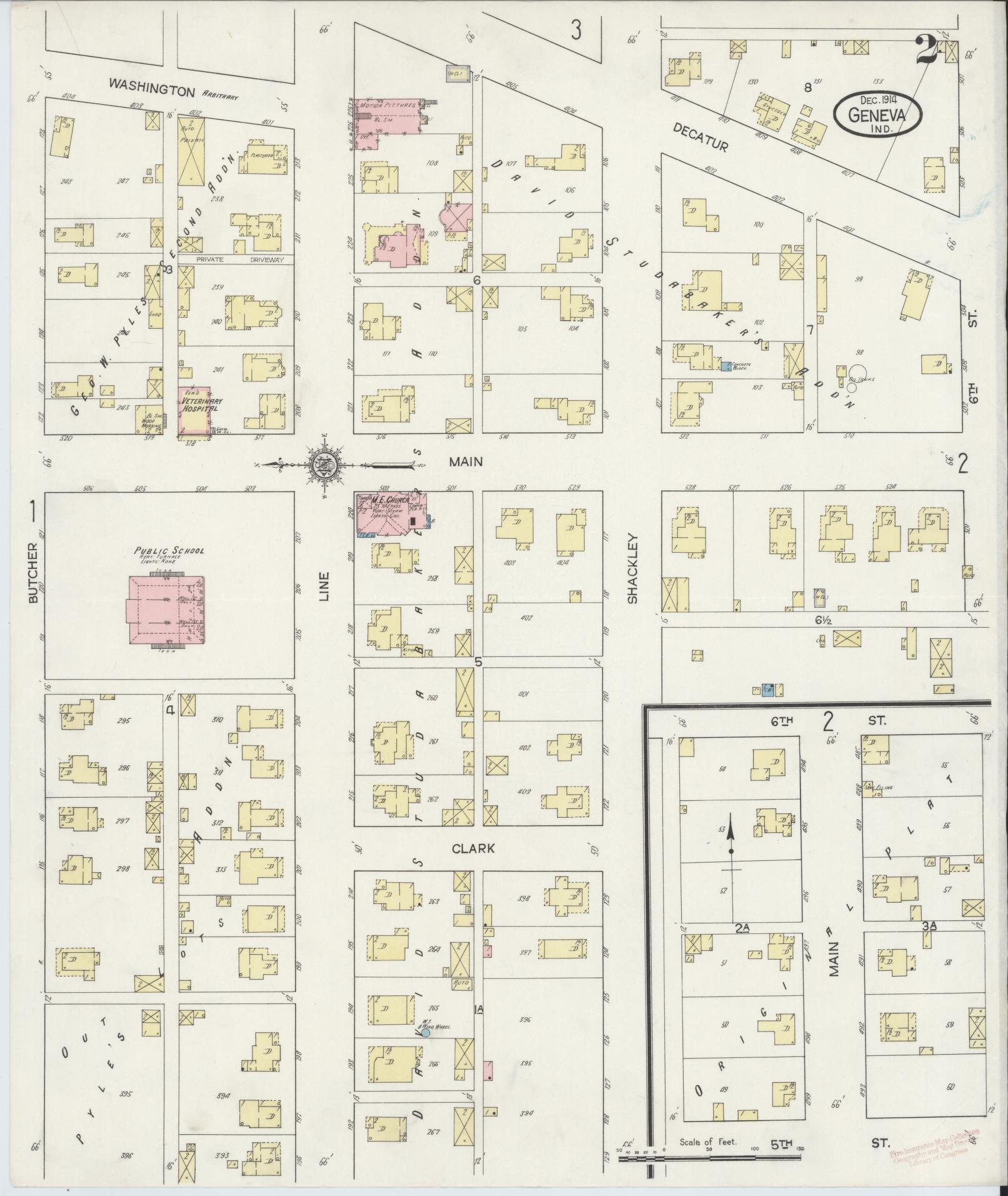 Sanborn Fire Insurance Map from Geneva, Adams County, Indiana (1914), Sheet #0002 - Complete Map Set gallery image, historic Sanborn map, vintage wall art, Indiana Indiana