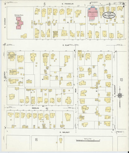 Sanborn Fire Insurance Map from Hillsboro, Hill County, Texas (1911), Sheet #0007 - Complete Map Set gallery image, historic Sanborn map, vintage wall art, Texas Texas
