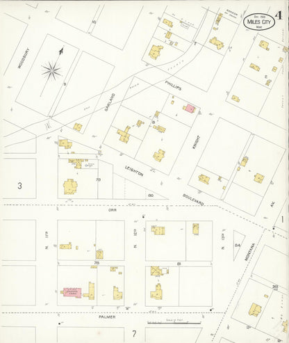 Sanborn Fire Insurance Map from Miles City, Custer County, Montana (1904), Sheet #0004 - Complete Map Set gallery image, historic Sanborn map, vintage wall art, Montana Montana