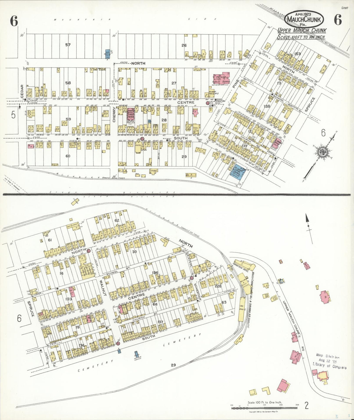 Sanborn Fire Insurance Map from Mauch Chunk, Carbon County, Pennsylvania (1923), Sheet #0006 - Complete Map Set gallery image, historic Sanborn map, vintage wall art, Pennsylvania Pennsylvania